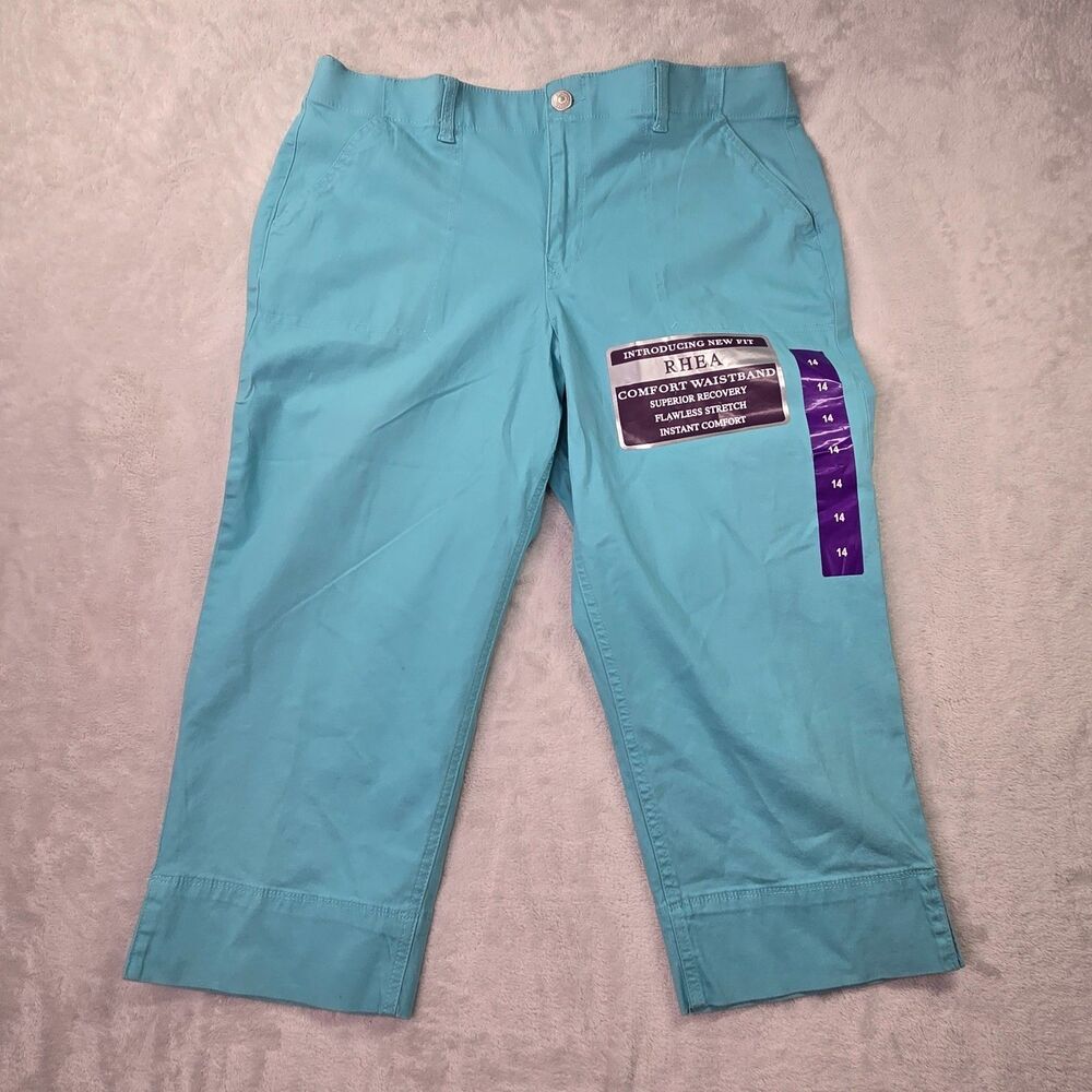 Gloria Vanderbilt Women's 14 Rhea Capri Stretch Comfort Pants Seaspray Blue